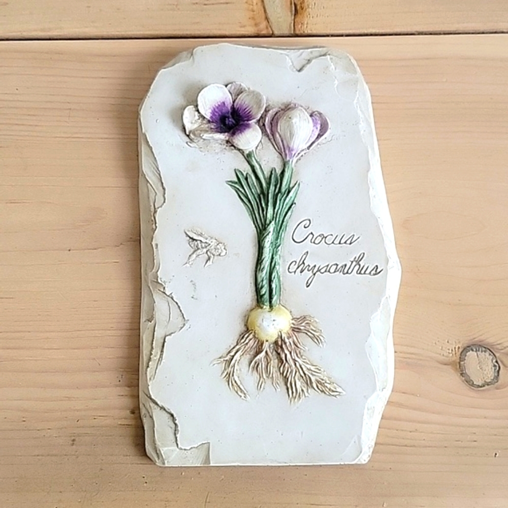 Vintage Hen-Feathers Crocus Chrysanthus Wall Placque